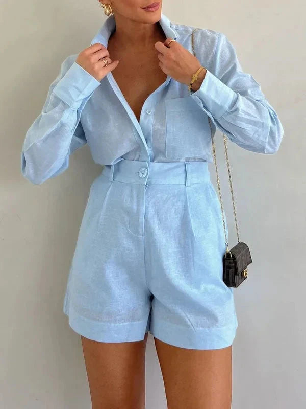 Agata Zullo™ Ladies casual blouse and shorts set