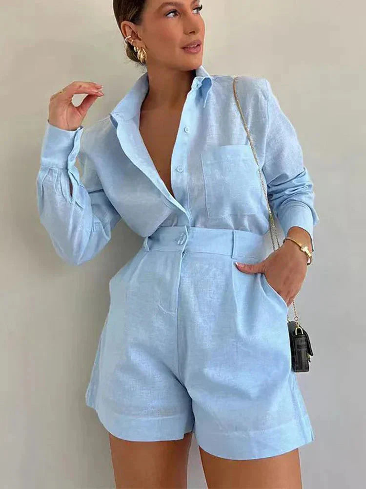 Agata Zullo™ Ladies casual blouse and shorts set