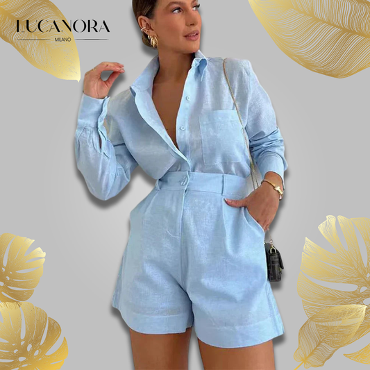 Agata Zullo™ Ladies casual blouse and shorts set