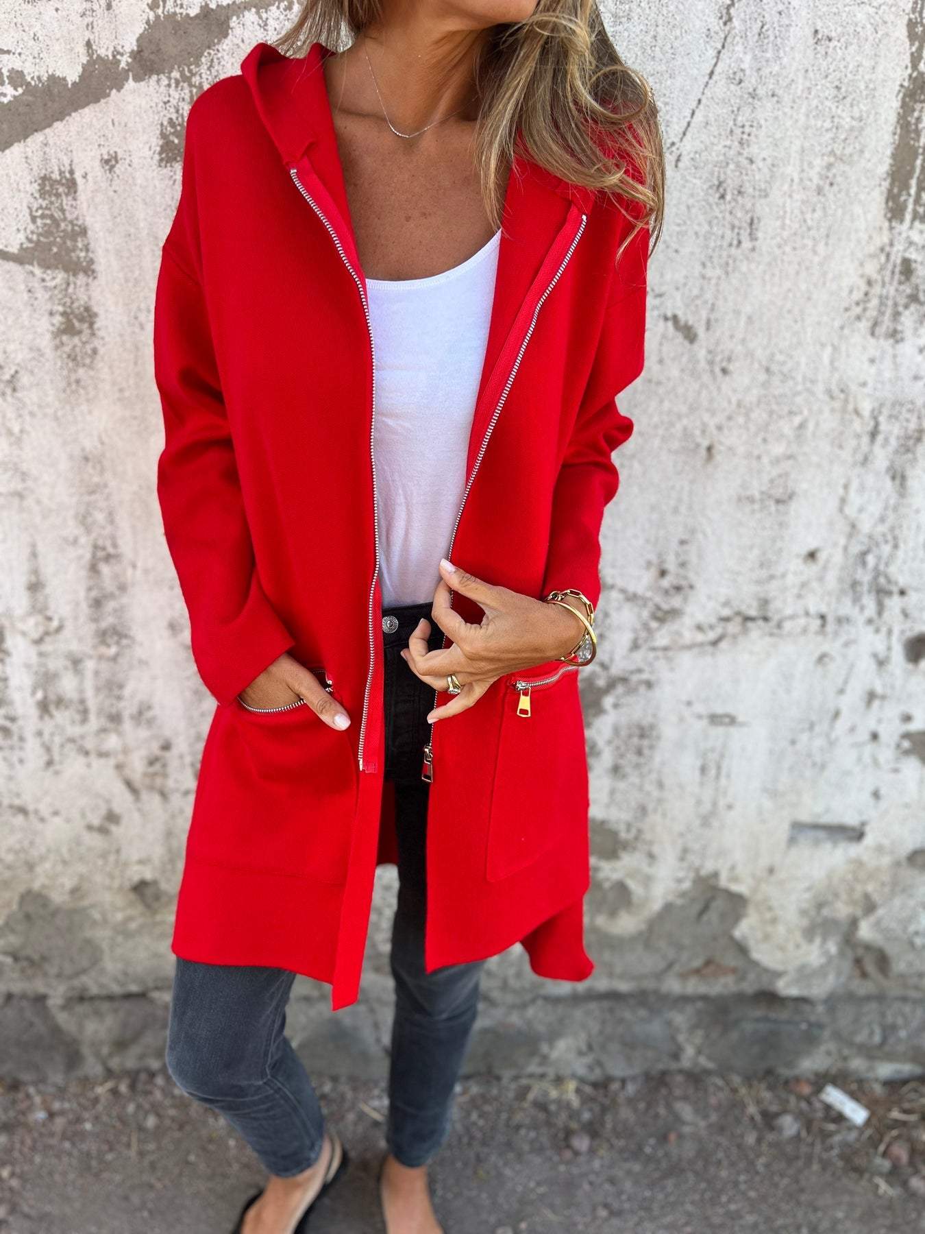 Alaina Côté™ Jacket with hood and mid-length zipper