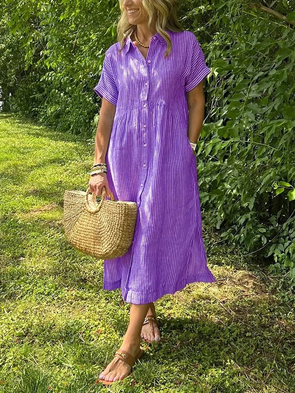 Allegra Altieri™ Striped shirt dress with lapels and buttons