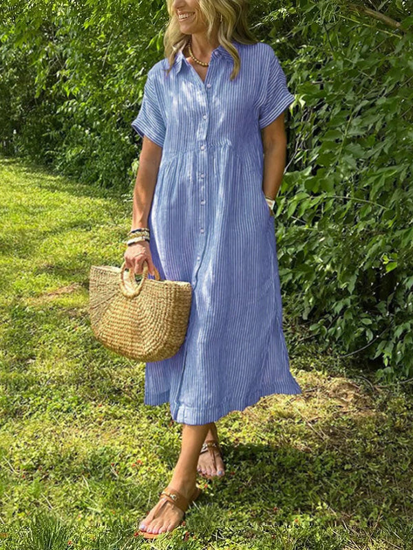 Allegra Altieri™ Striped shirt dress with lapels and buttons