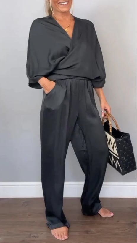 Ancilla Monti™ Women's Fashionable Comfortable V Neck Jumpsuit