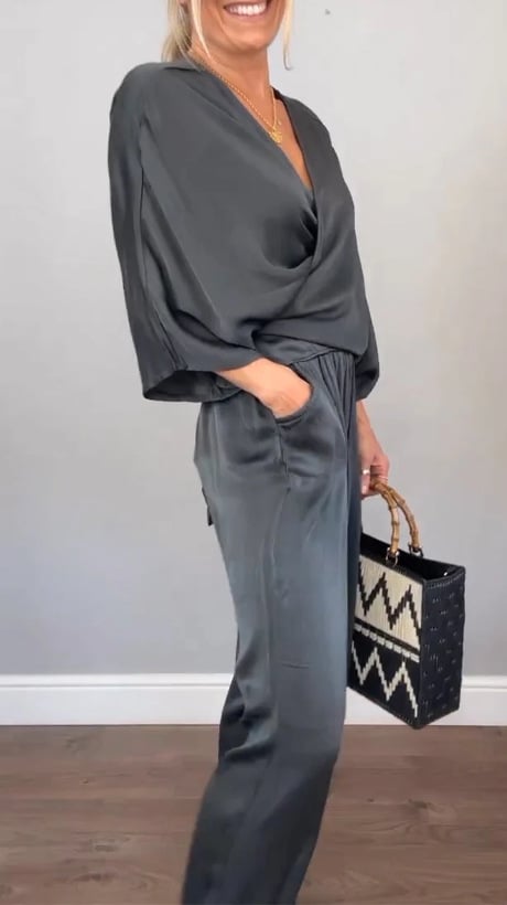 Ancilla Monti™ Women's Fashionable Comfortable V Neck Jumpsuit