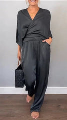 Ancilla Monti™ Women's Fashionable Comfortable V Neck Jumpsuit