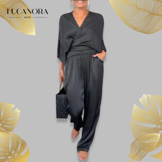 Ancilla Monti™ Women's Fashionable Comfortable V Neck Jumpsuit