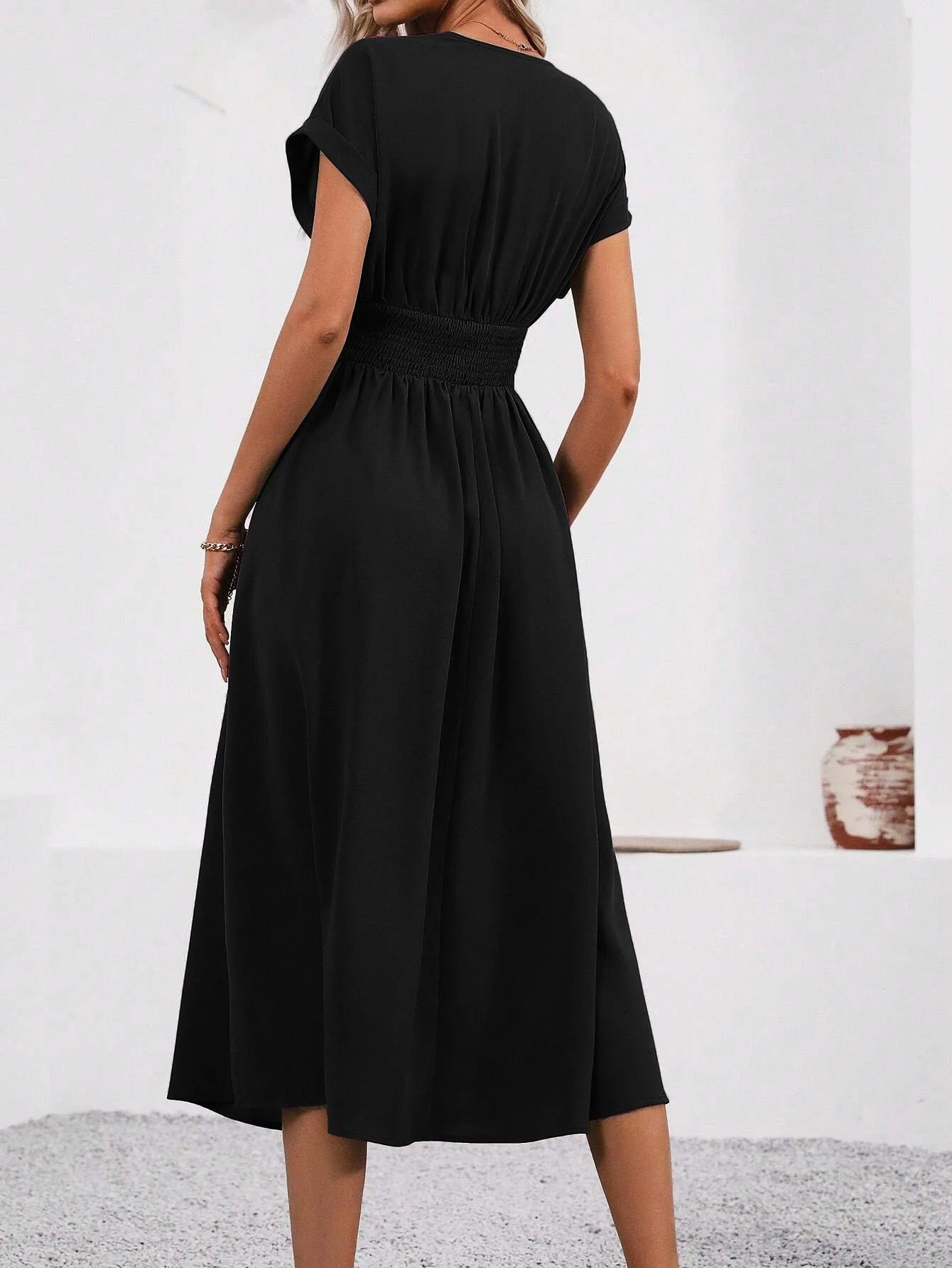 Annabella Bersani™ Women's V-neck Nipped-in Waist Dress