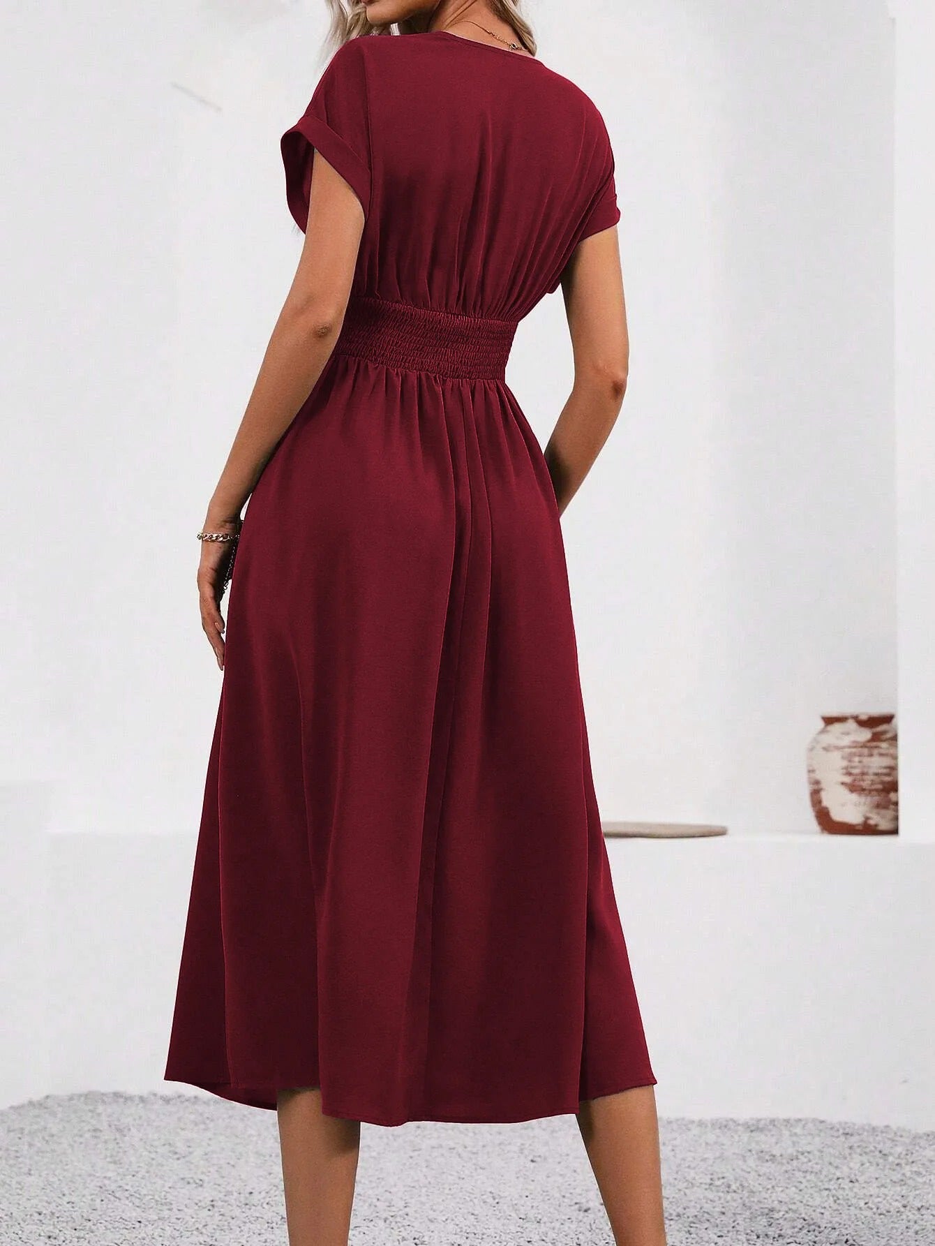 Annabella Bersani™ Women's V-neck Nipped-in Waist Dress