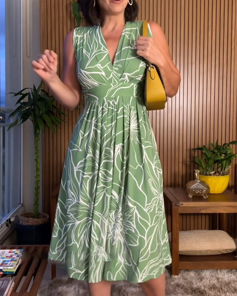 Athenais™ Sleeveless dress with V-neck and cinched waist