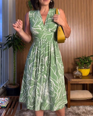 Athenais™ Sleeveless dress with V-neck and cinched waist