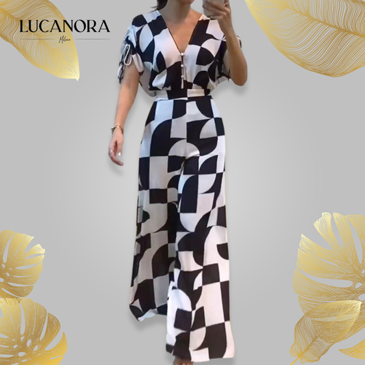 Ave Ajello™ Women's V-Neck Geometric Print Wide Leg Jumpsuit