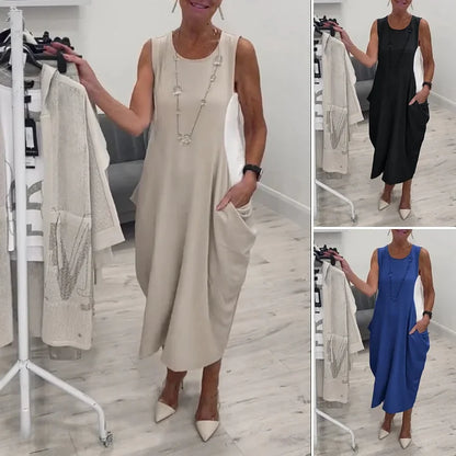 Beata Leuzzi™ Simple Sleeveless Dress with Pockets