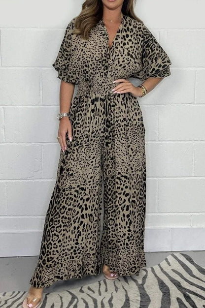 Belina Spinosa™ Leopard print casual loose jumpsuit