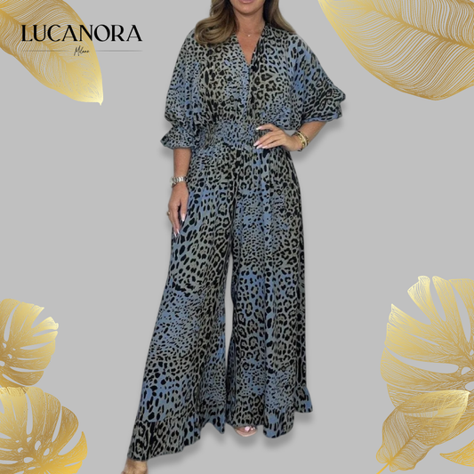 Belina Spinosa™ Leopard print casual loose jumpsuit