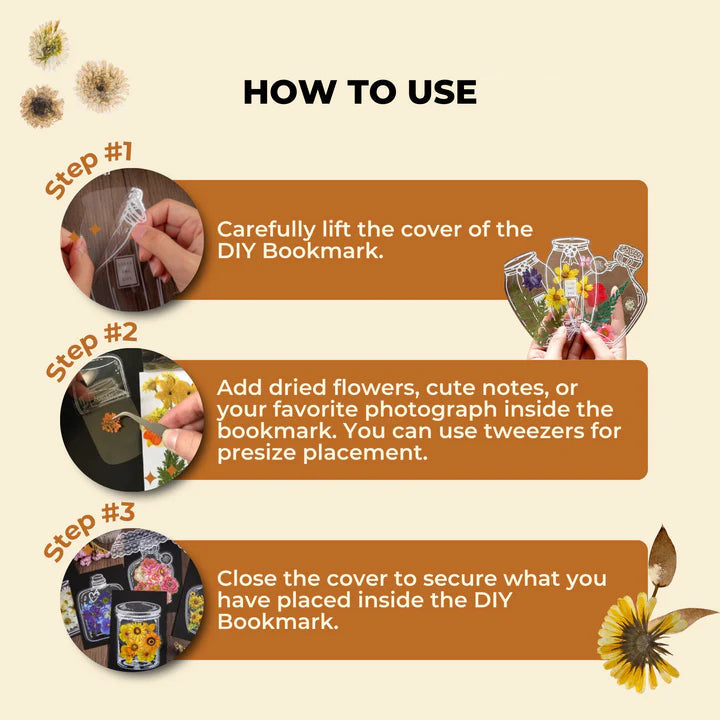 BloomDrop™ Transparent Dried Flower Bookmarks