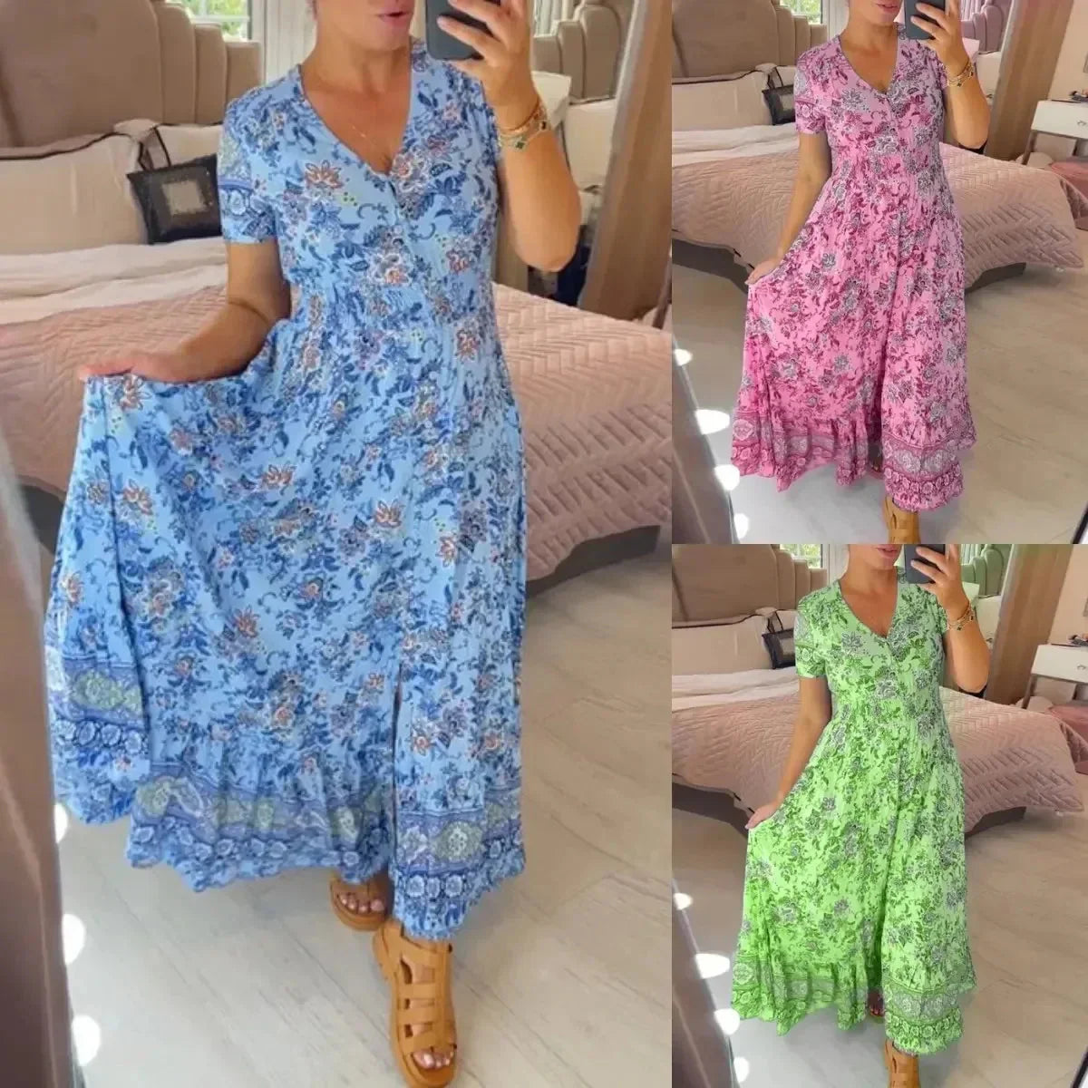Bonnie™ Floral casual V-neck dress