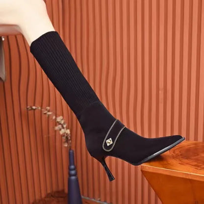 Eufémia™ Fashionable, knitted high-heeled shoes