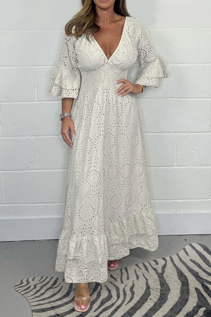 Brigitte Rome™ V-neck dress with floral pattern