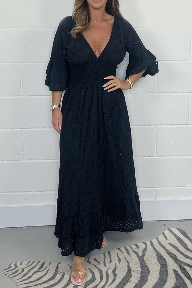Brigitte Rome™ V-neck dress with floral pattern