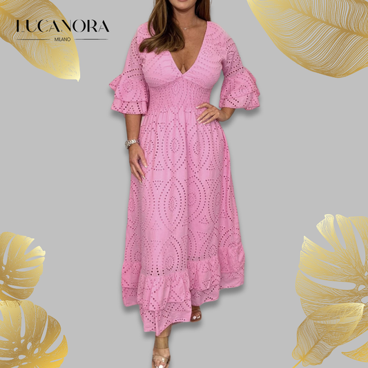 Brigitte Rome™ V-neck dress with floral pattern