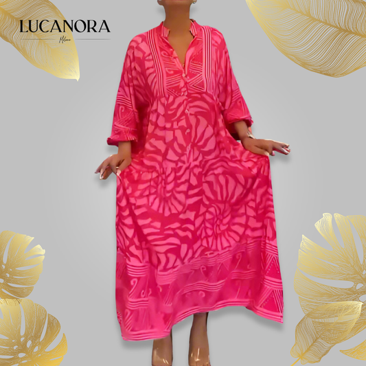 Caterina Tarro™ Women's V-neck Printed Loose Dress