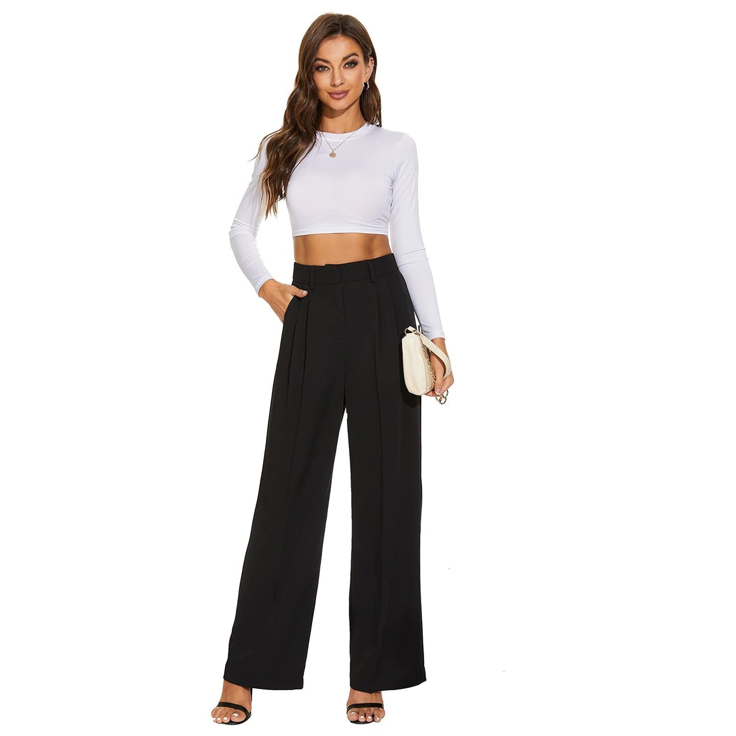 Celine Montclair™️ Casual trousers with high waist and wide legs