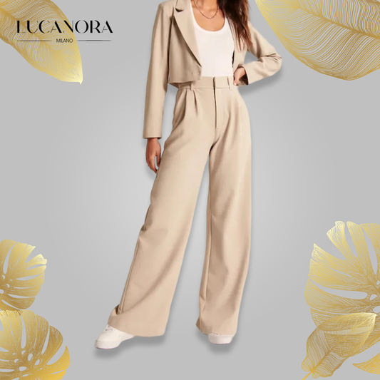 Celine Montclair™️ Casual trousers with high waist and wide legs