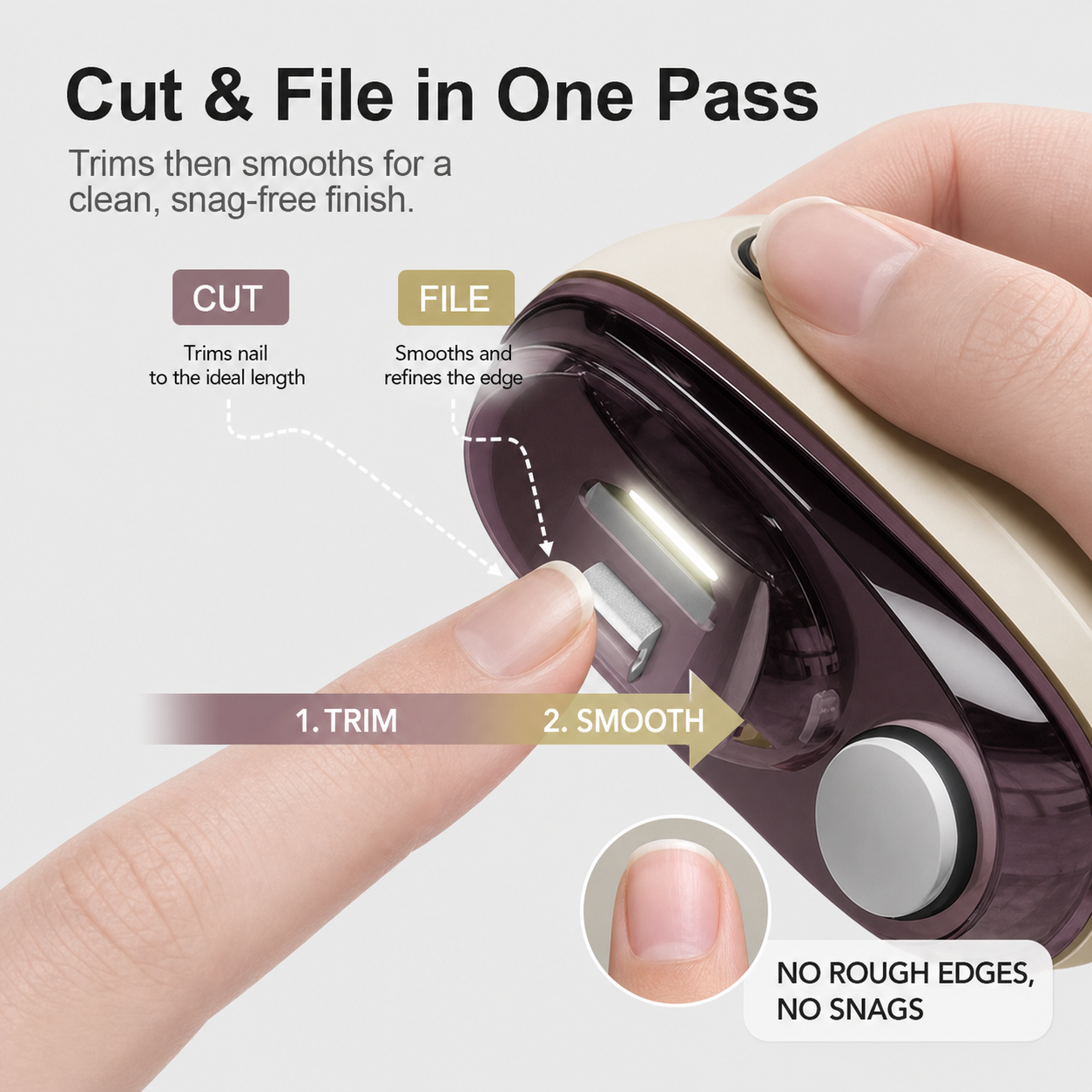 ClipGuard Pro+™ Gentle Electric Nail Clipper and File