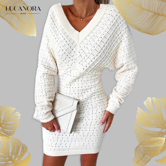 Eloisa™ V-neck long sleeve knit dress