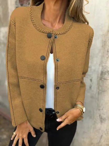 Elvira Torrisi™ Classic Knit Bomber Cardigan Jacket
