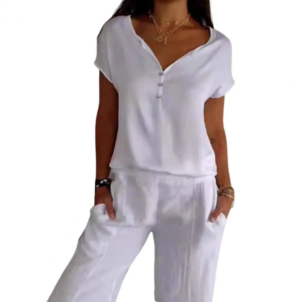 Enide™ Smooth short-sleeved V-neck T-shirt