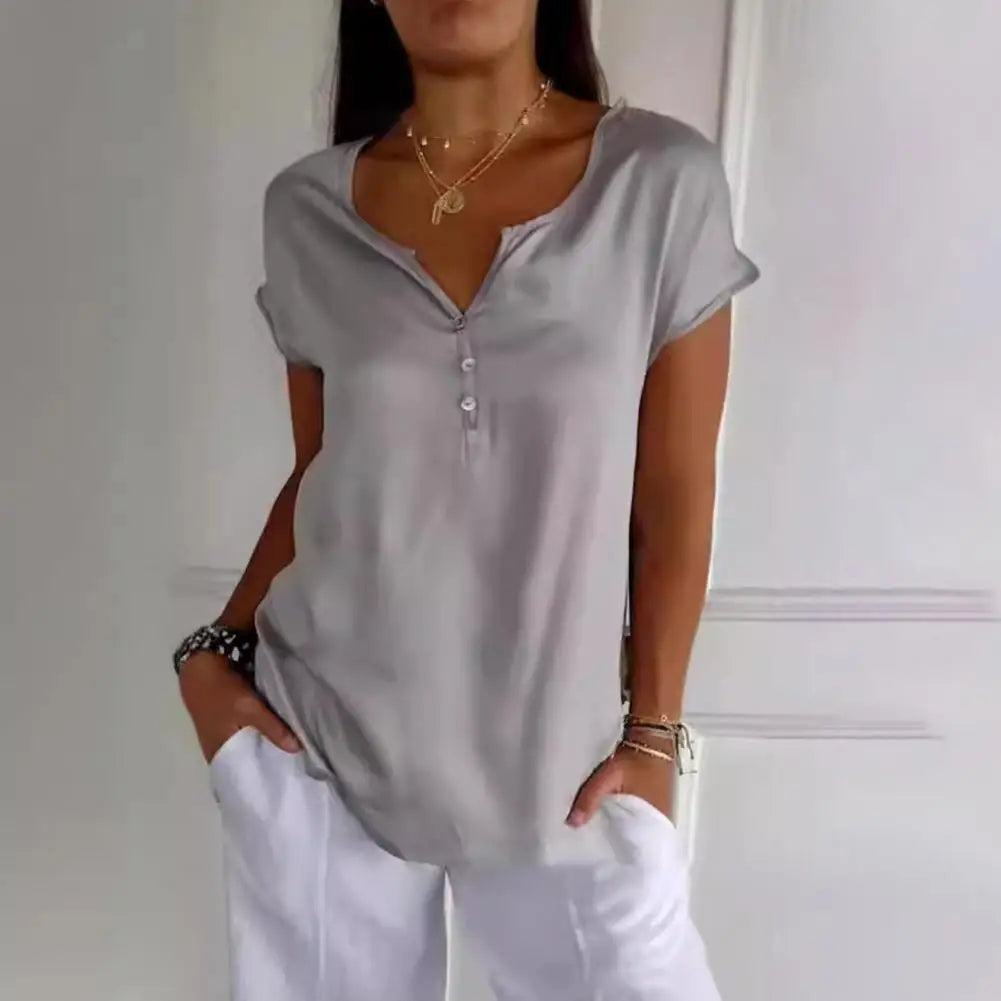 Enide™ Smooth short-sleeved V-neck T-shirt