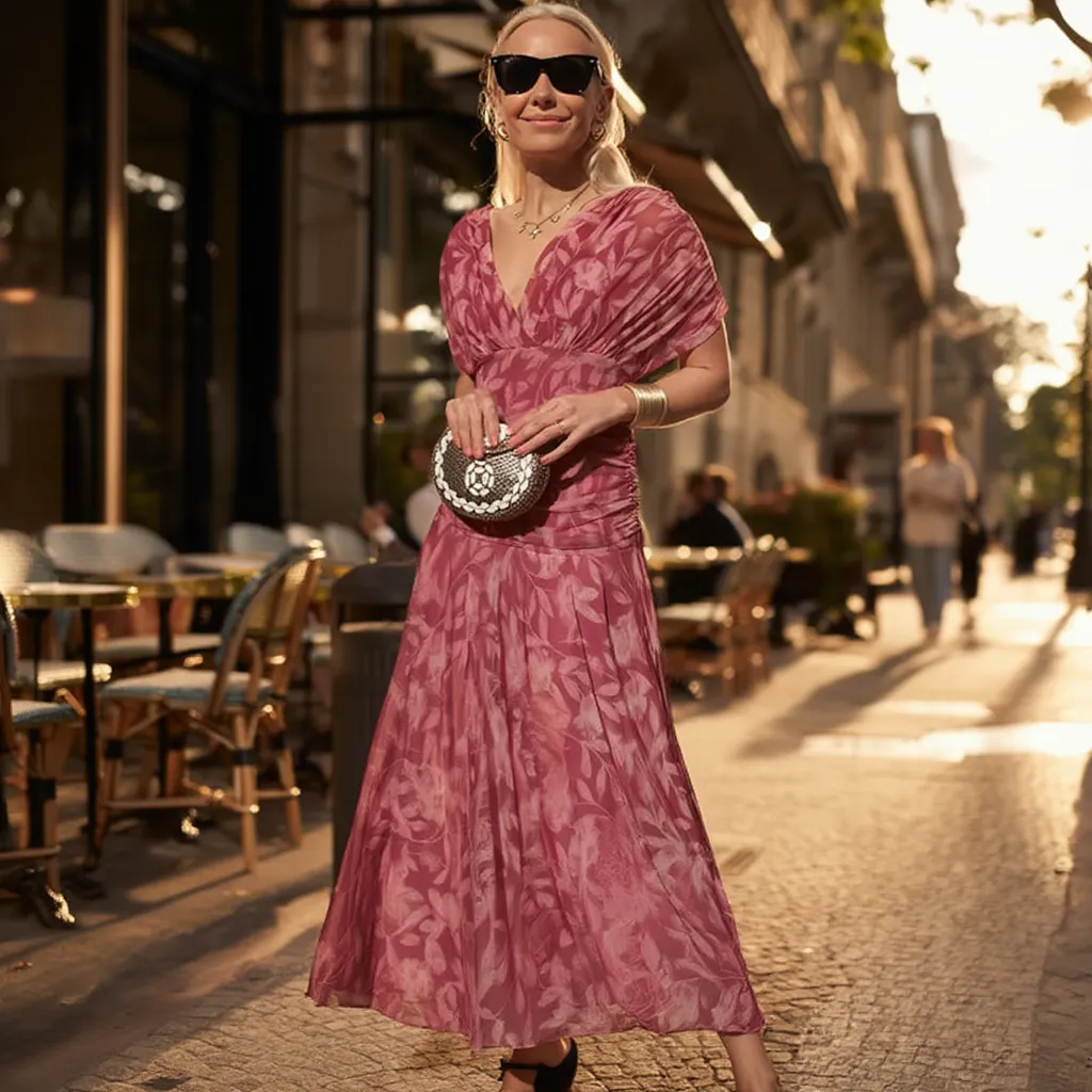 Enrichetta Bellori™ Elegant Off-Shoulder Printed Dress