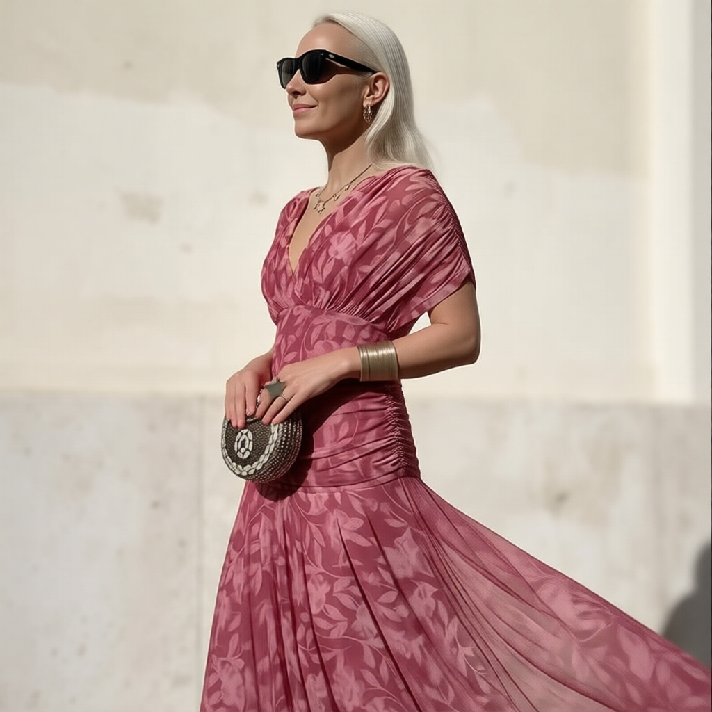 Enrichetta Bellori™ Elegant Off-Shoulder Printed Dress