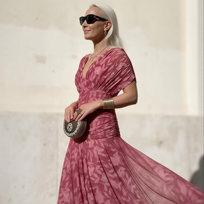 Enrichetta Bellori™ Elegant Off-Shoulder Printed Dress