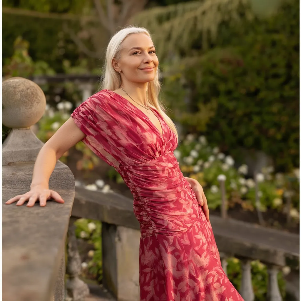Enrichetta Bellori™ Elegant Off-Shoulder Printed Dress