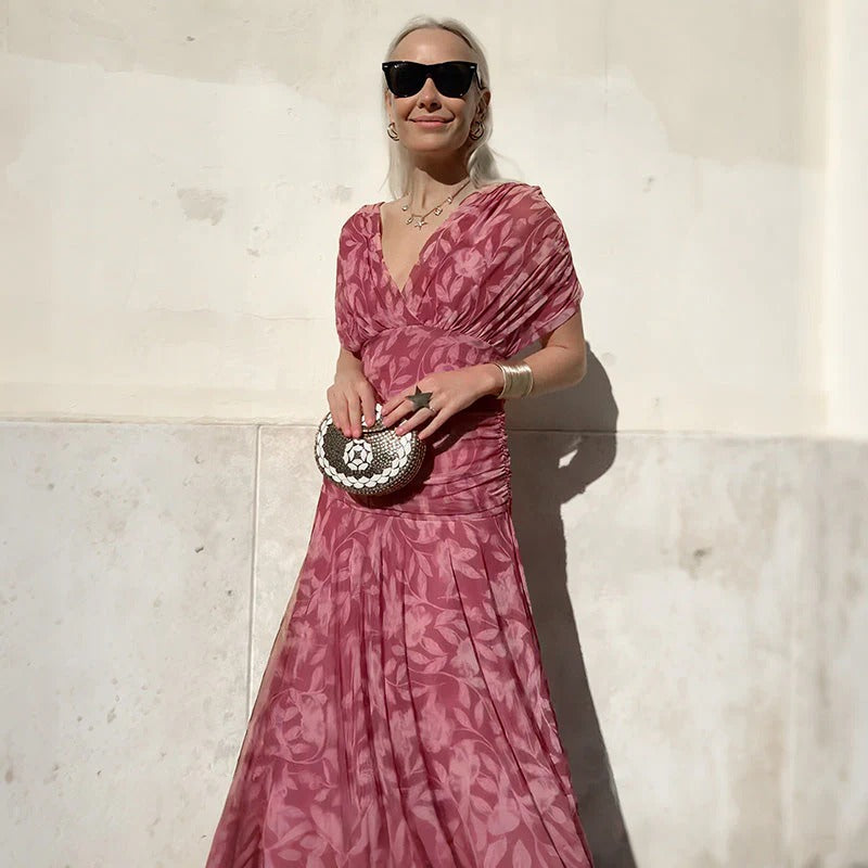 Enrichetta Bellori™ Elegant Off-Shoulder Printed Dress