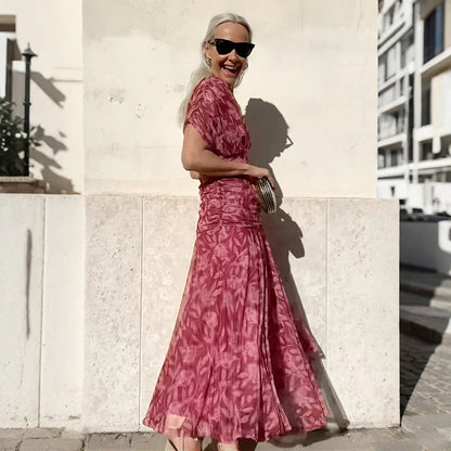 Enrichetta Bellori™ Elegant Off-Shoulder Printed Dress