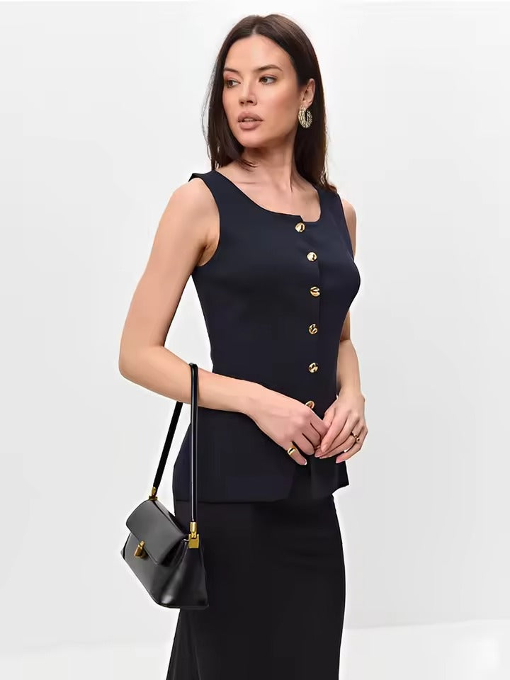 Eracla Scarfo™ Women's Elegant Button Down Sleeveless Blazer Vest
