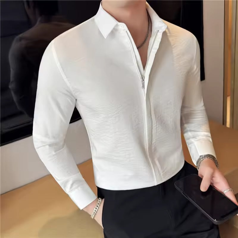 Ermes Santulli™ Men's Zipper Long Sleeve Shirt