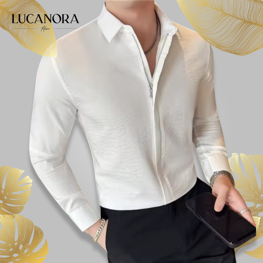 Ermes Santulli™ Men's Zipper Long Sleeve Shirt