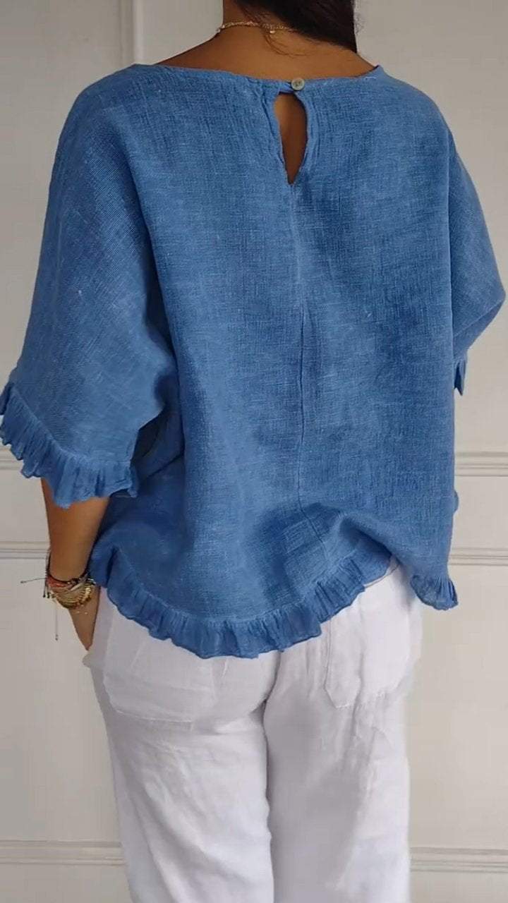 Evangeline™️ Shirt with round neck and midi sleeves