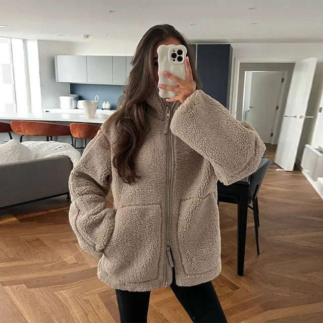 Ana Paul™ Warm fleece jacket with high collar