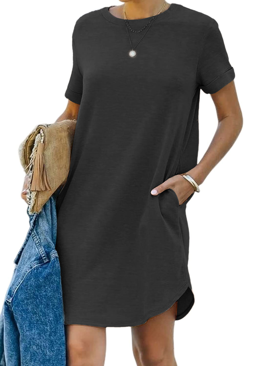 Florence Côté™ Casual T-shirt dress with short sleeves and pockets