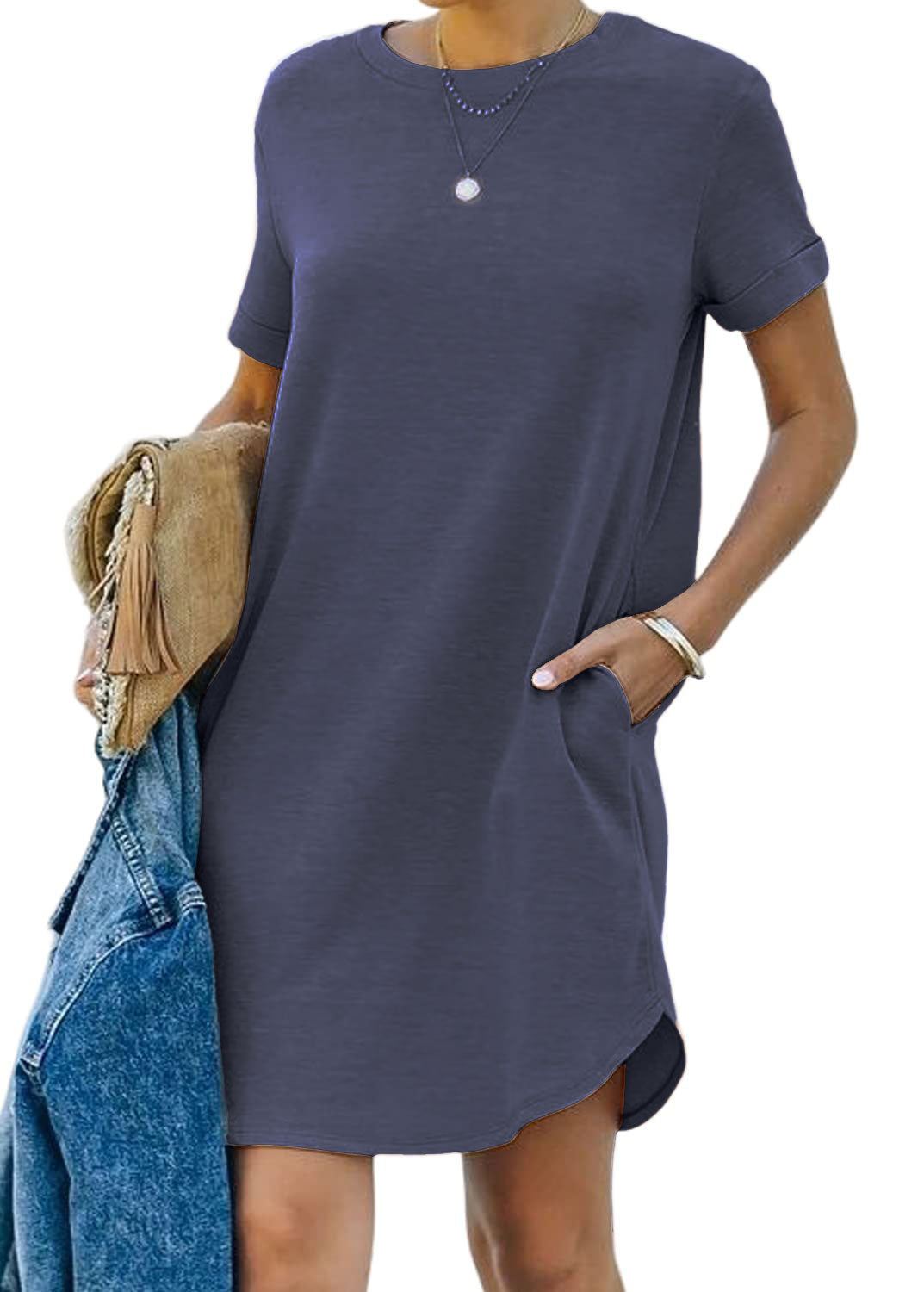 Florence Côté™ Casual T-shirt dress with short sleeves and pockets