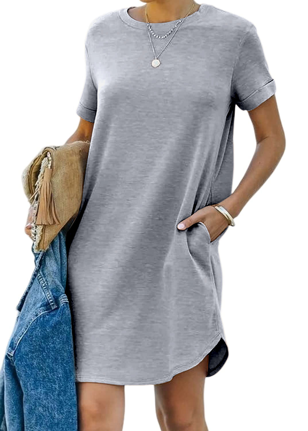 Florence Côté™ Casual T-shirt dress with short sleeves and pockets
