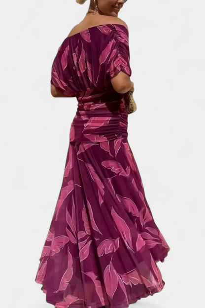 Gemma Beltrozi™ Elegant Off-Shoulder Printed Dress