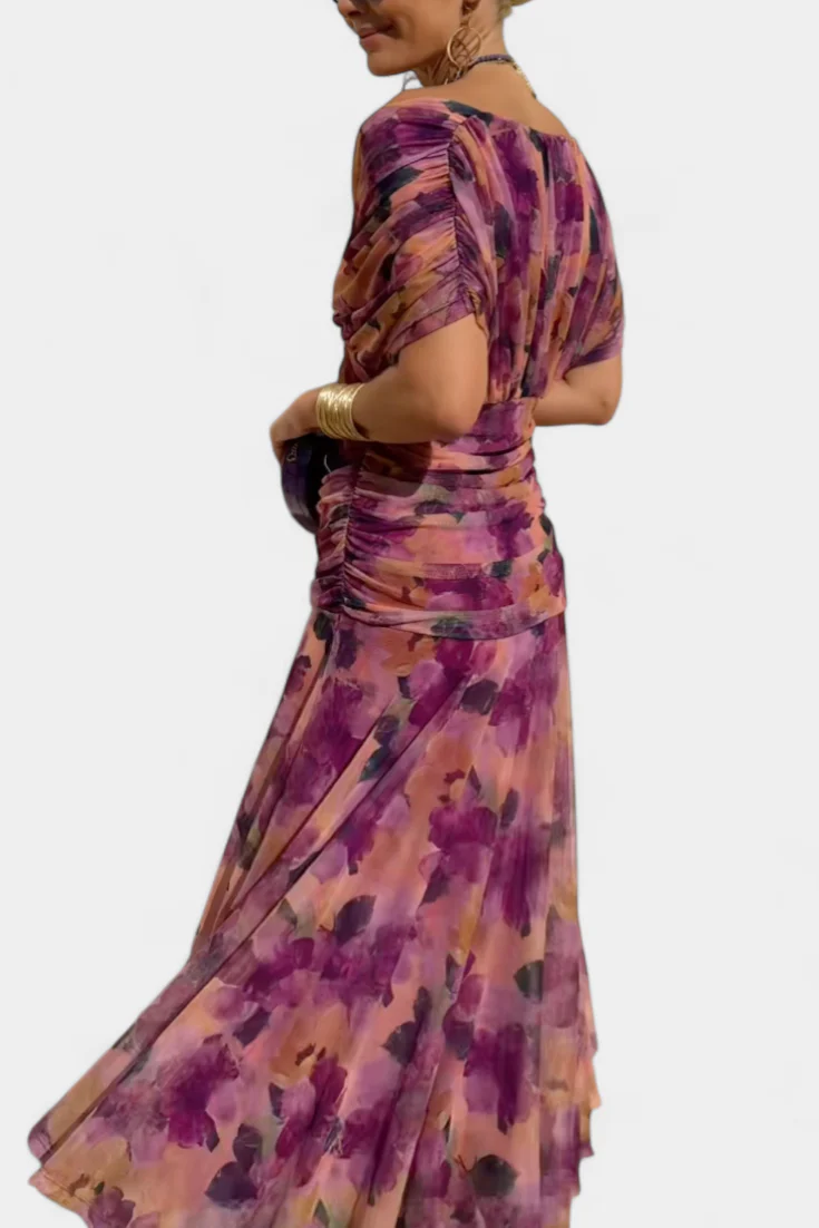 Gemma Beltrozi™ Elegant Off-Shoulder Printed Dress