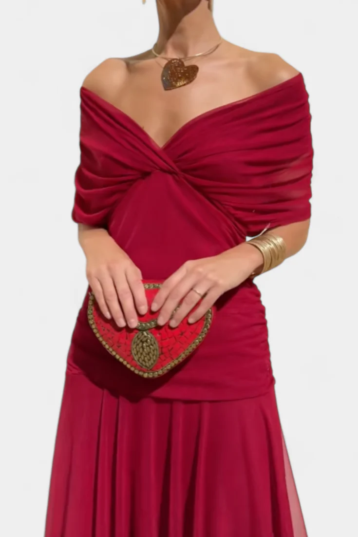 Gemma Beltrozi™ Elegant Off-Shoulder Printed Dress