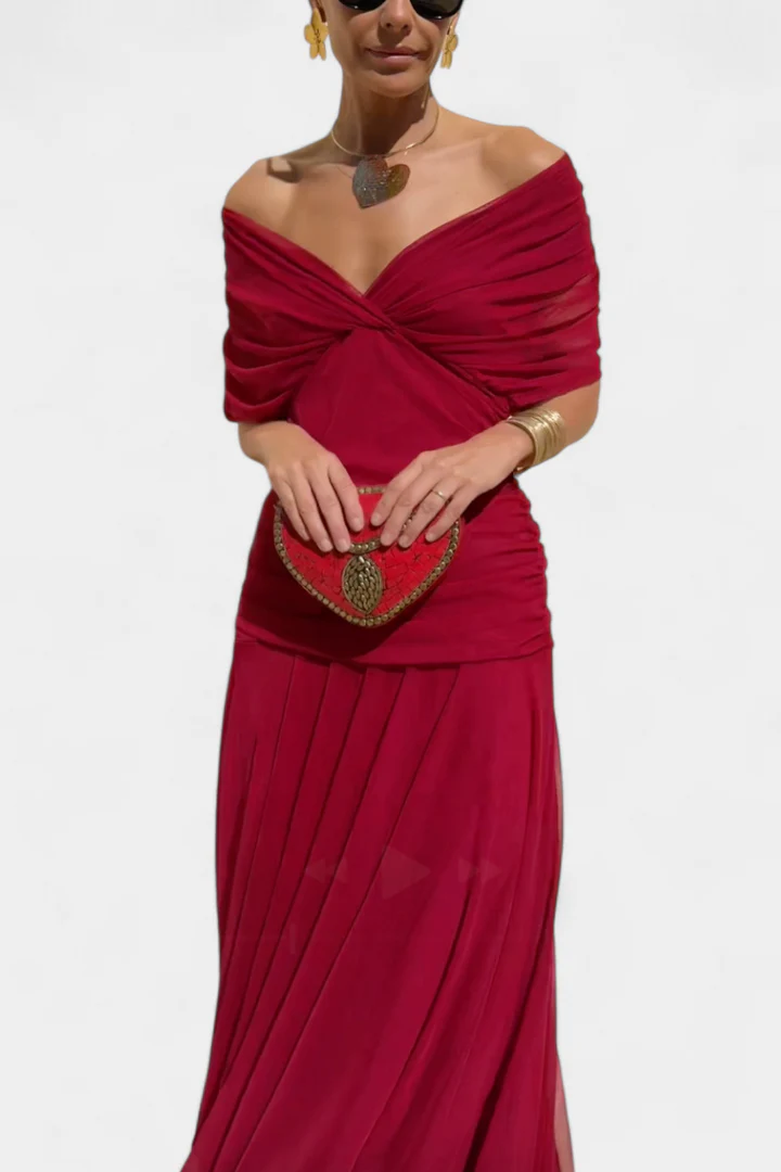 Gemma Beltrozi™ Elegant Off-Shoulder Printed Dress